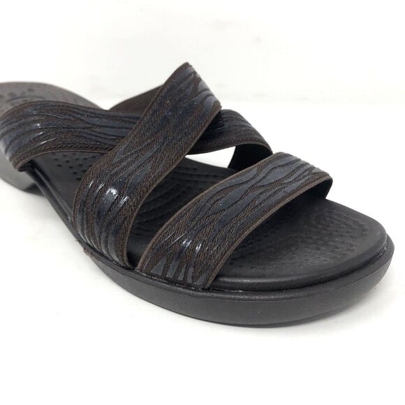 Crocs Molalla Sandals Womens Size 8 Brown Zebra Comfy Cross Strappy Slip On - Picture 8 of 13